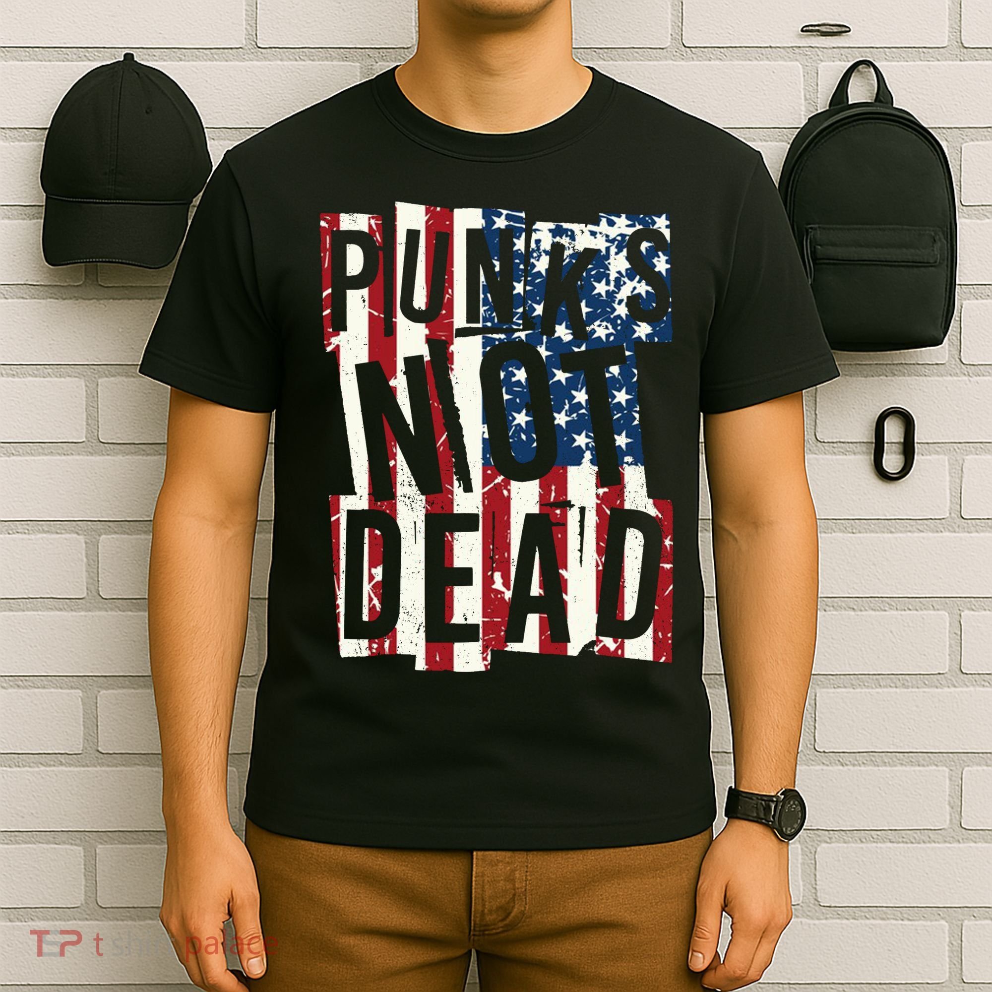Punks Not Dead USA American Flag T-Shirt