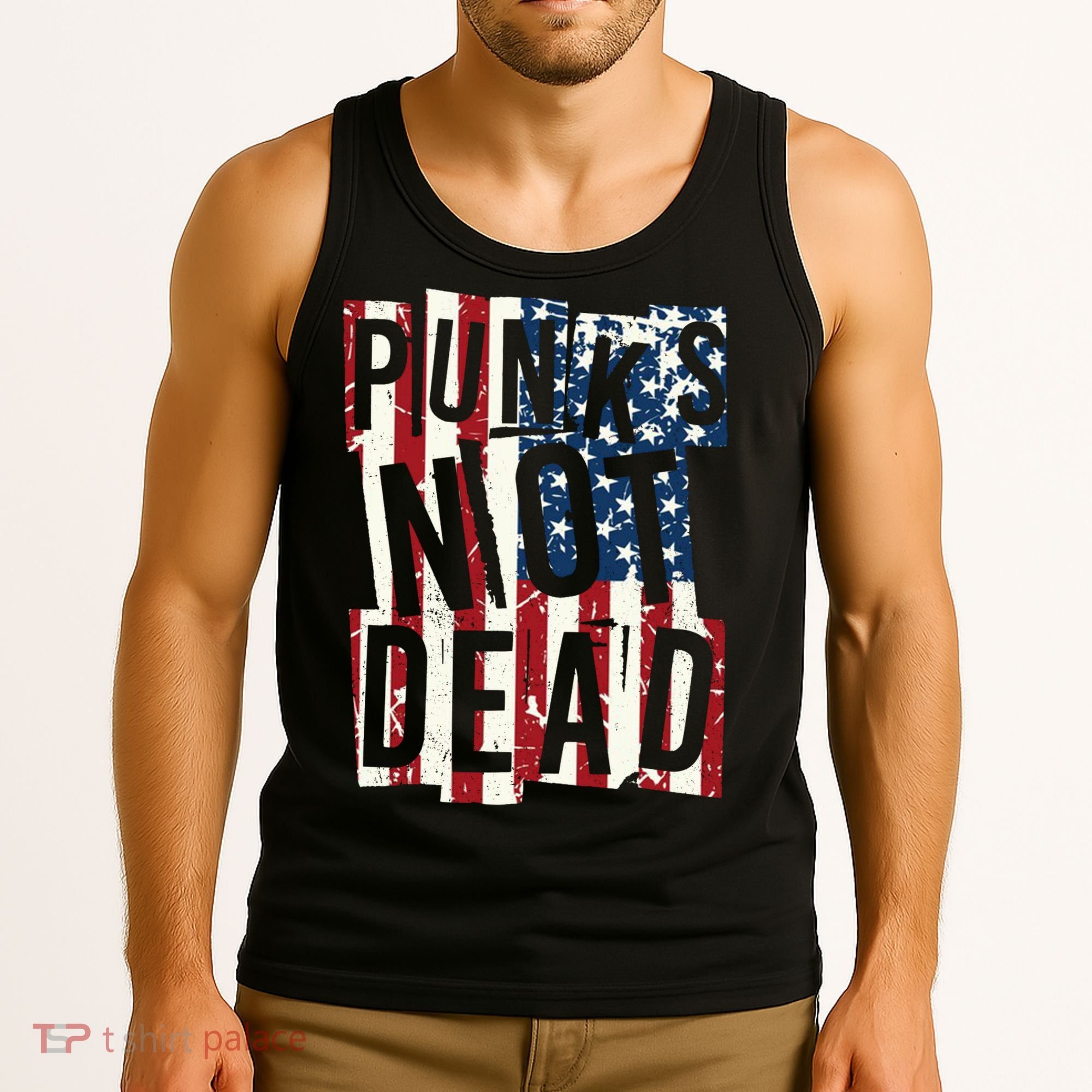 Punks Not Dead USA American Flag Tank Top