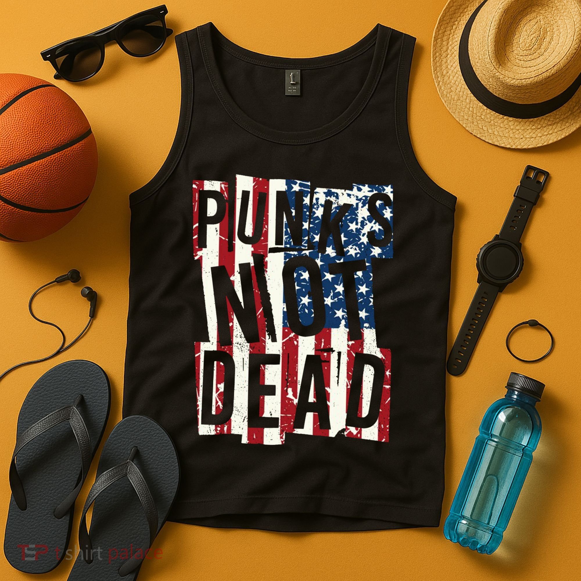 Punks Not Dead USA American Flag Tank Top