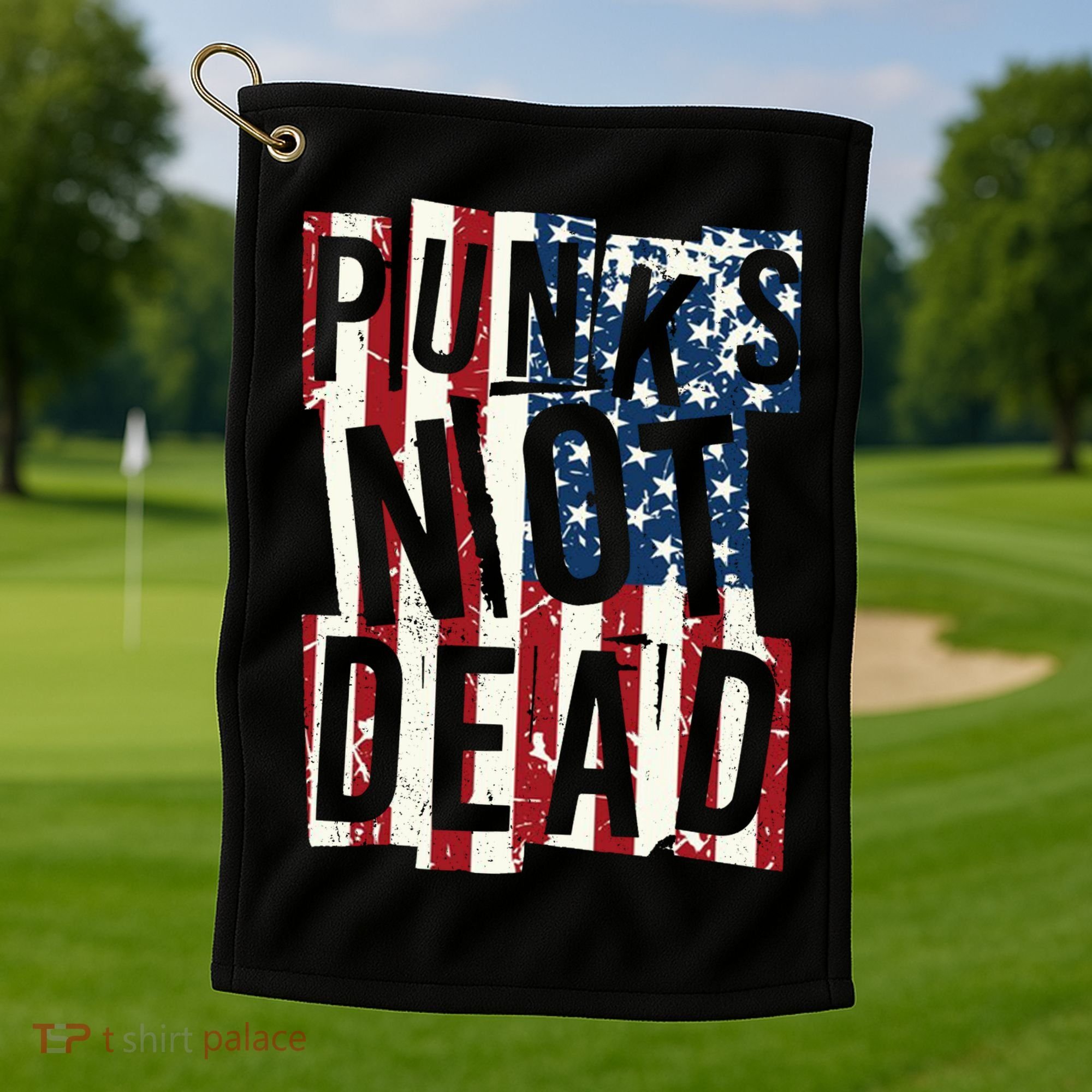 Punks Not Dead USA American Flag Golf Towel