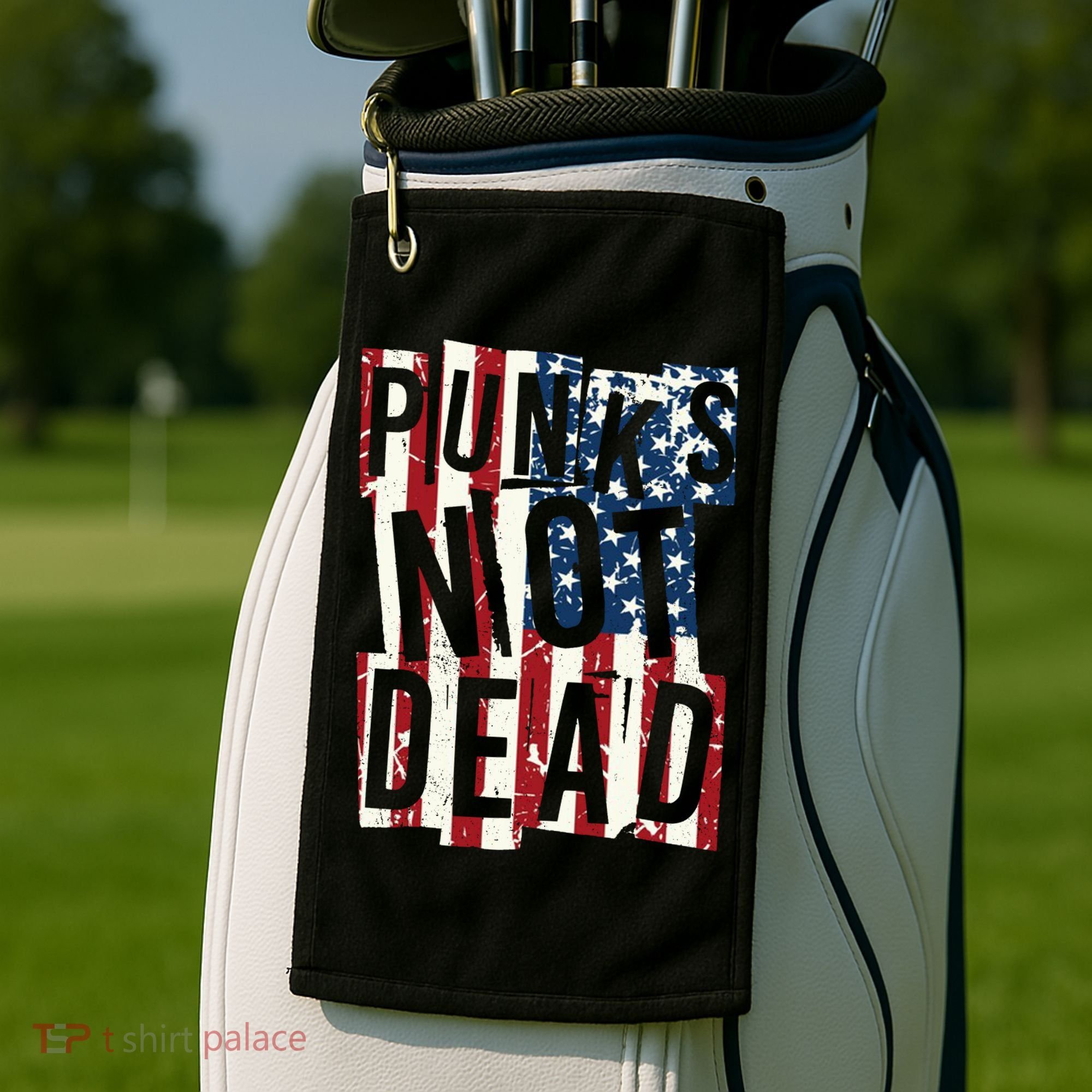 Punks Not Dead USA American Flag Golf Towel