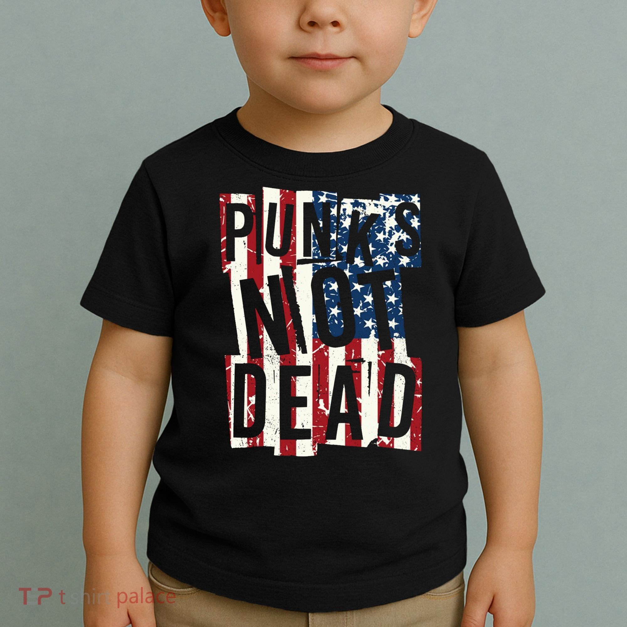 Punks Not Dead USA American Flag Toddler T-Shirt
