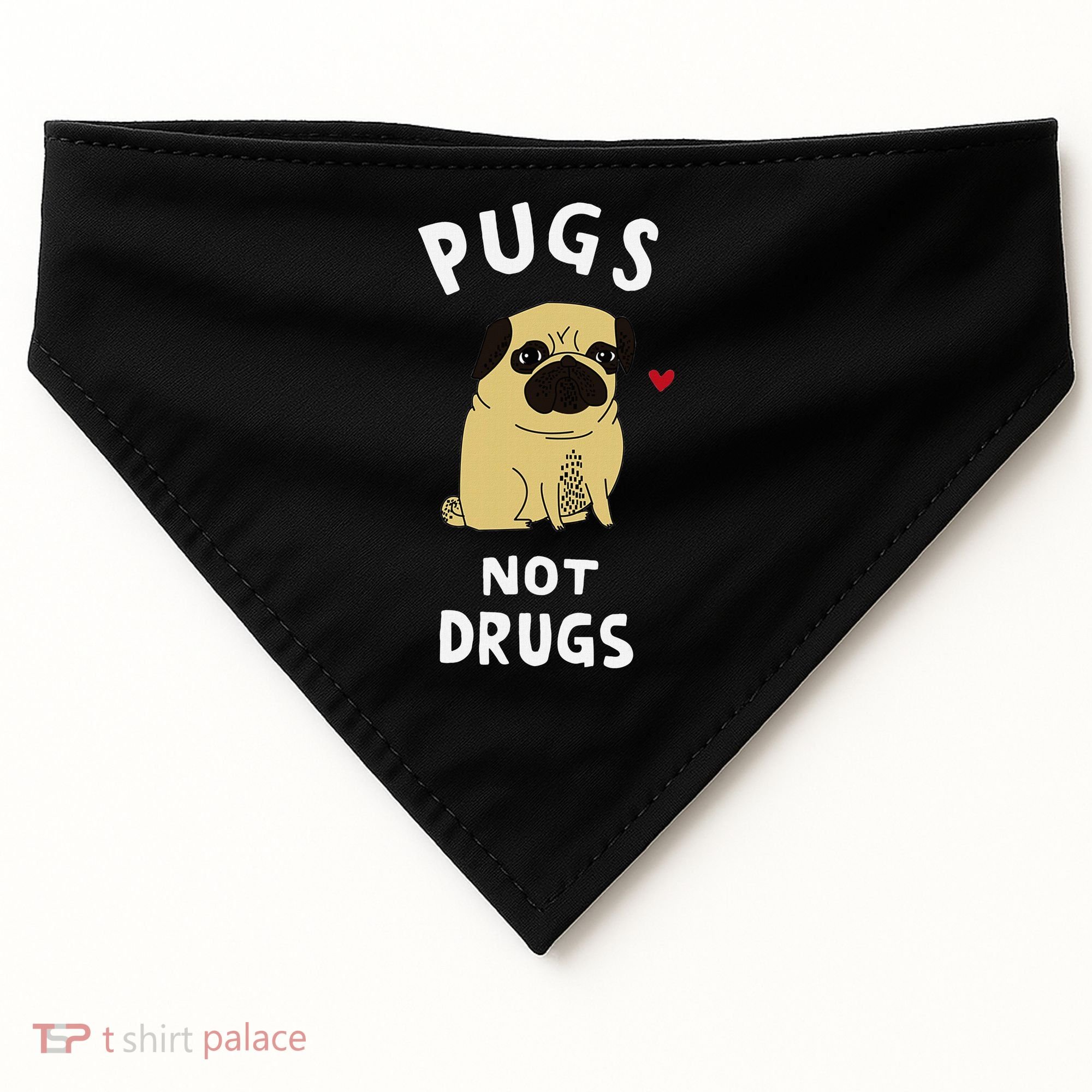 Pugs Not Drugs Funny Present For Dog Lover Pets USA-Made Doggie Bandana