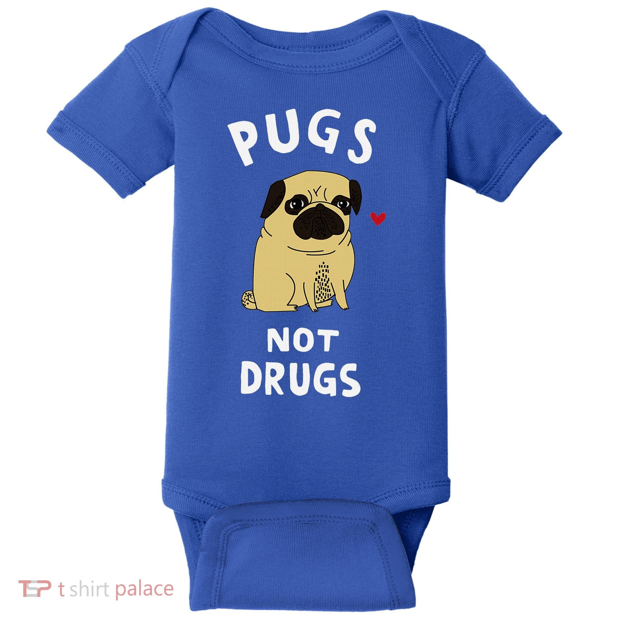 Pugs Not Drugs Funny Present For Dog Lover Pets Baby Bodysuit