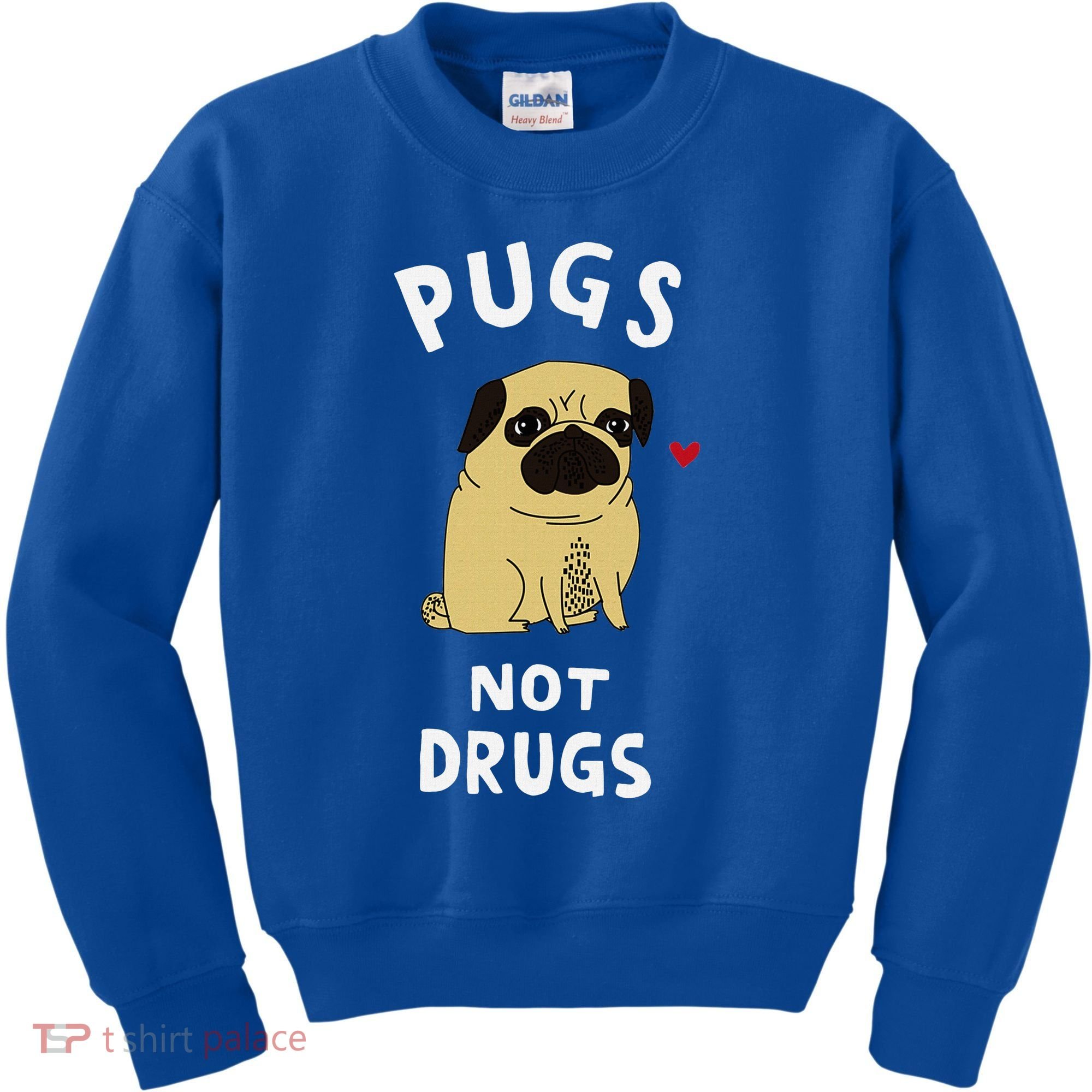 Pugs Not Drugs Funny Present For Dog Lover Pets Kids Sweatshirt