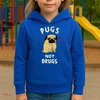 Pugs Not Drugs Funny Present For Dog Lover Pets Kids Hoodie thumb 3