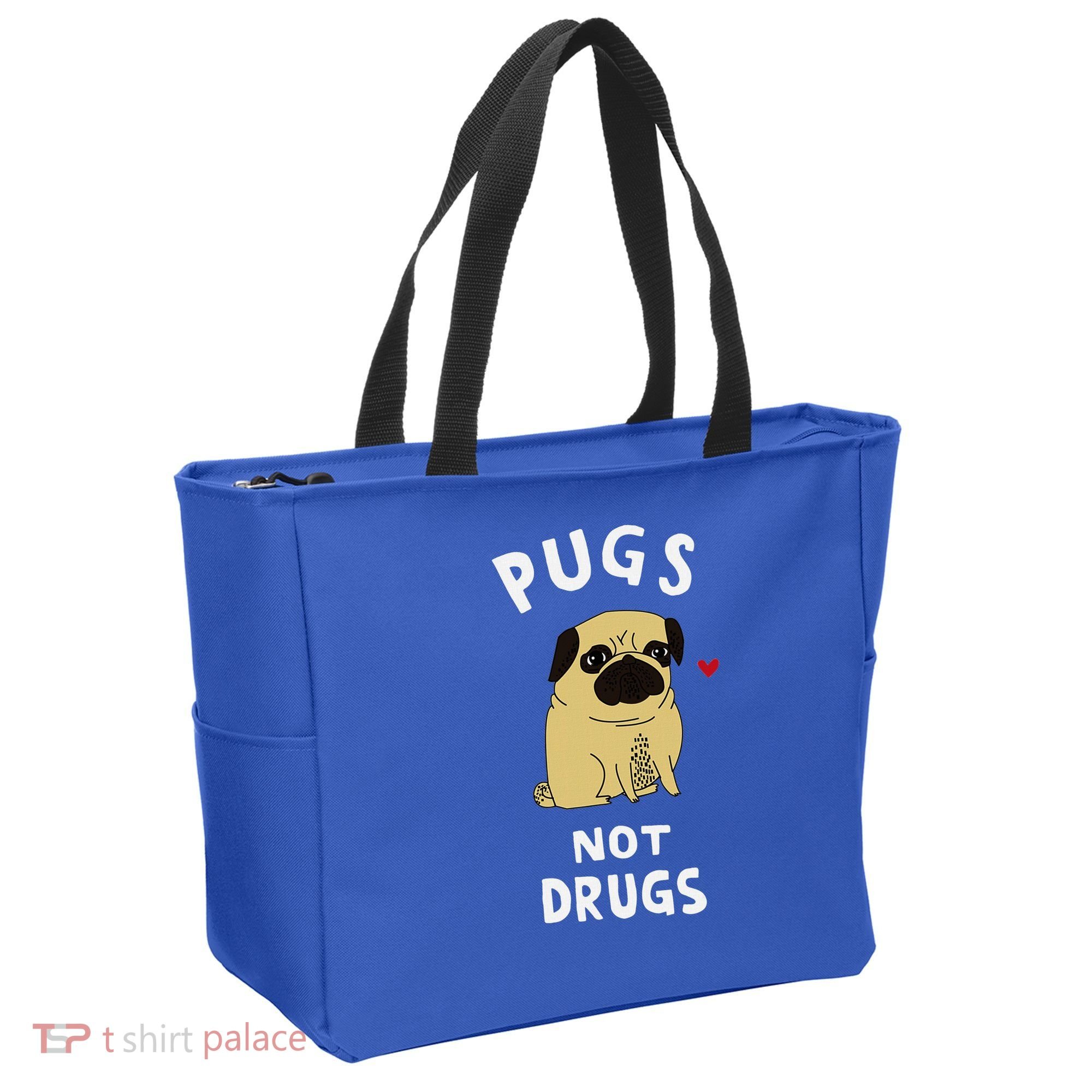 Pugs Not Drugs Funny Present For Dog Lover Pets Tote Bag