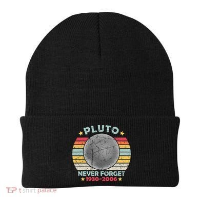 Pluto Never Forget Funny Space Vintage Retro Astronomy Beanie