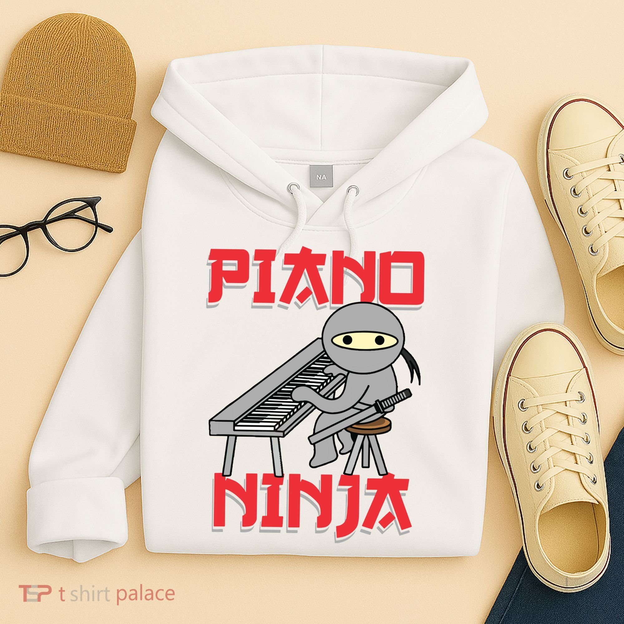 Piano Ninja Funny Keyboard Player Pianist Gift Hoodie