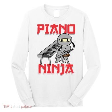 Piano Ninja Funny Keyboard Player Pianist Gift Long Sleeve Shirt