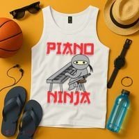 Piano Ninja Funny Keyboard Player Pianist Gift Tank Top thumb 4