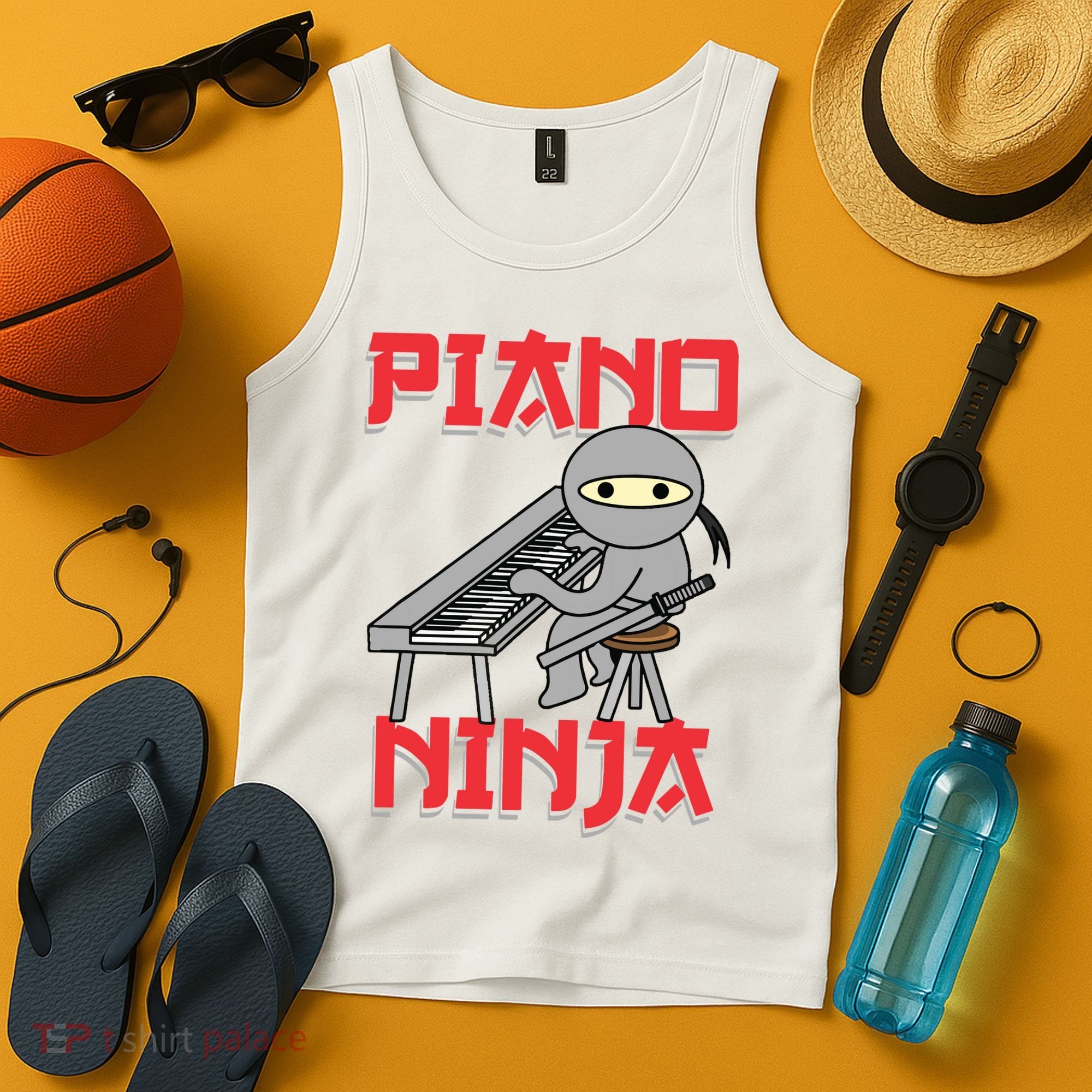 Piano Ninja Funny Keyboard Player Pianist Gift Tank Top