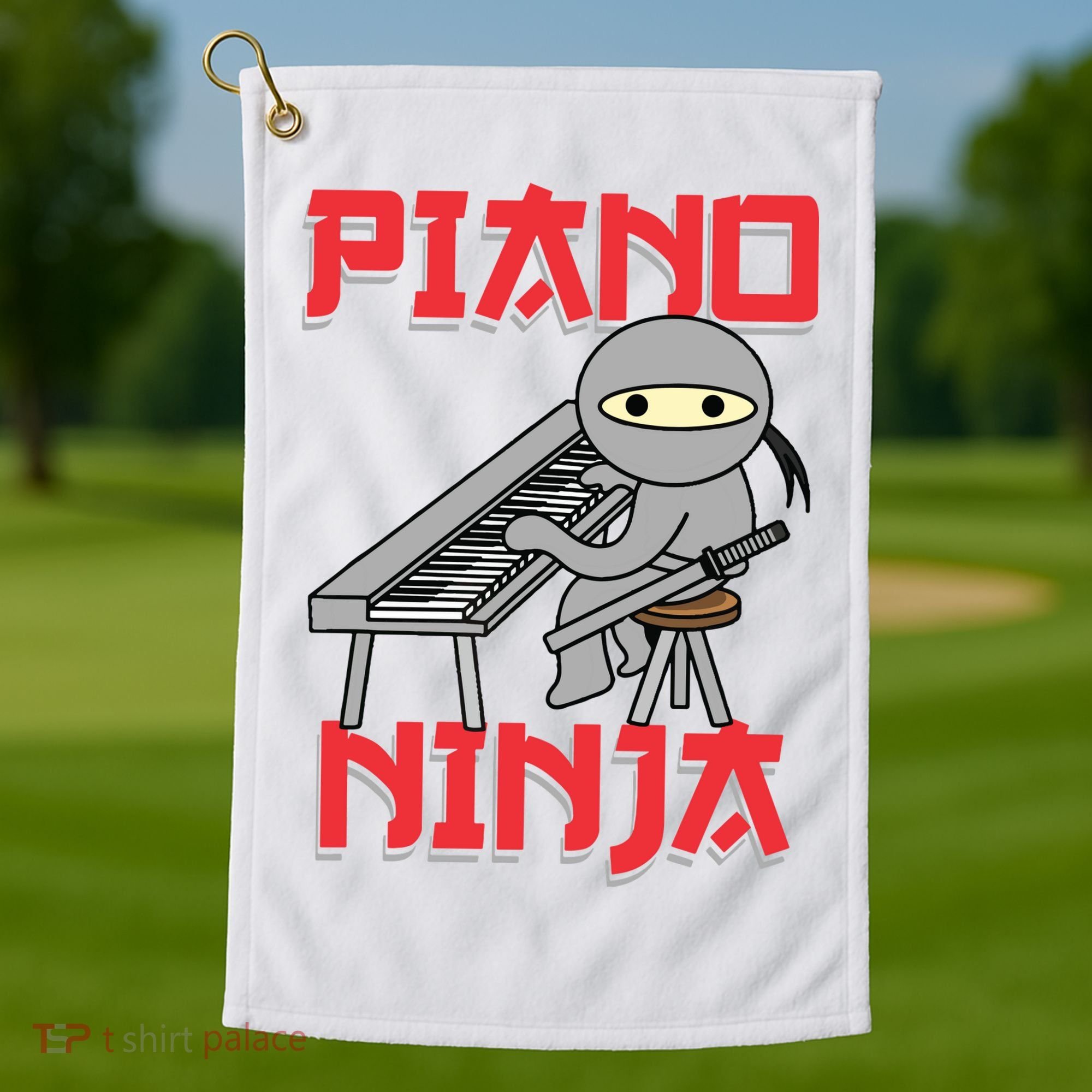 Piano Ninja Funny Keyboard Player Pianist Gift Golf Towel