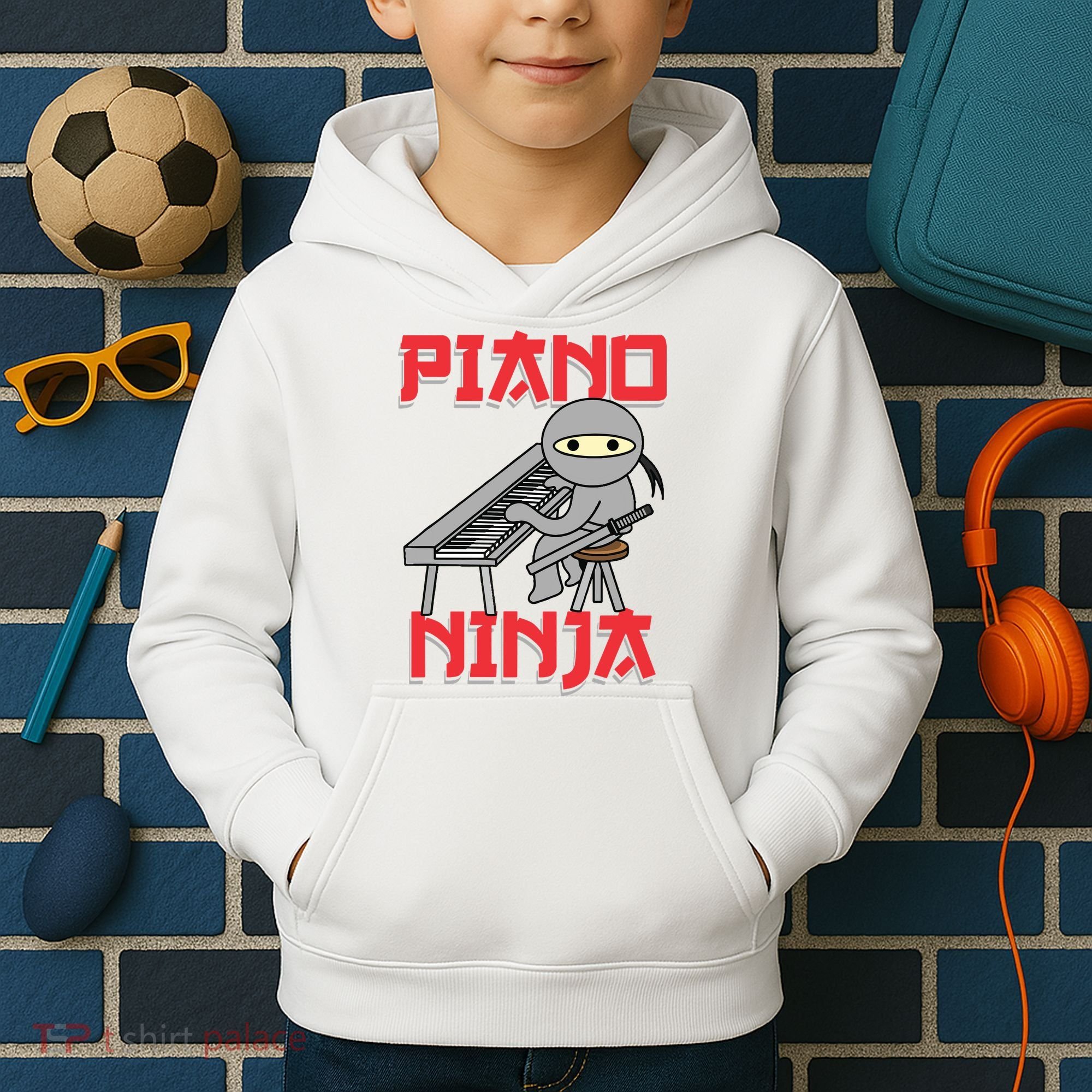 Piano Ninja Funny Keyboard Player Pianist Gift Kids Hoodie