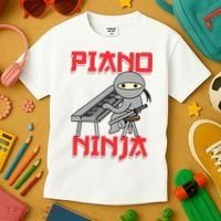 Piano Ninja Funny Keyboard Player Pianist Gift Kids T-Shirt thumb 3