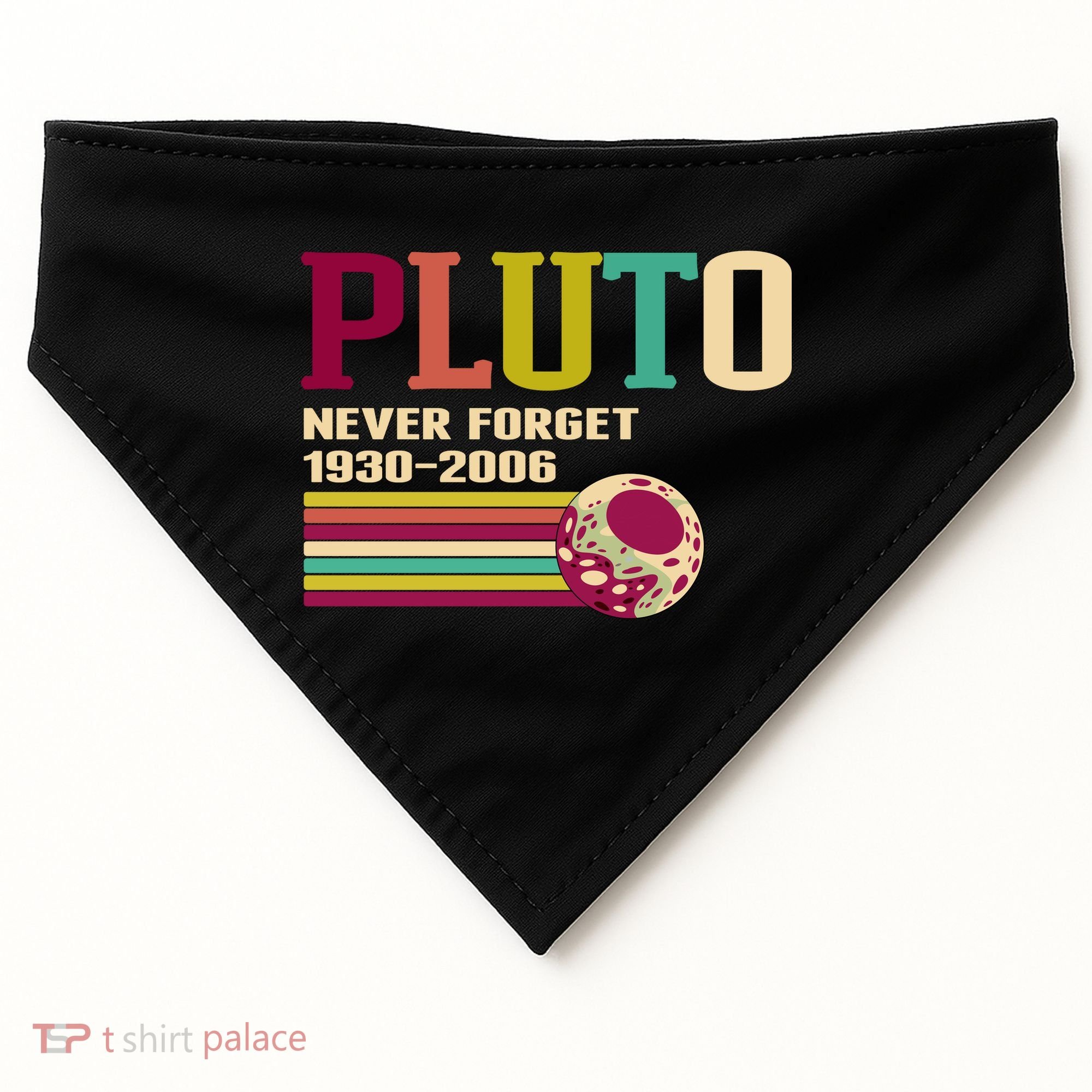 Pluto Never Forget 19302006 Solar System Planet USA-Made Doggie Bandana