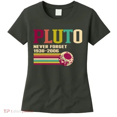 Pluto Never Forget 19302006 Solar System Planet Women's T-Shirt