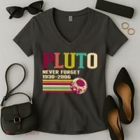 Pluto Never Forget 19302006 Solar System Planet Women's V-Neck T-Shirt thumb 2