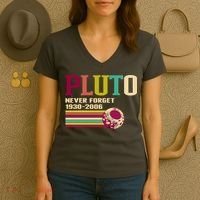Pluto Never Forget 19302006 Solar System Planet Women's V-Neck T-Shirt thumb 3