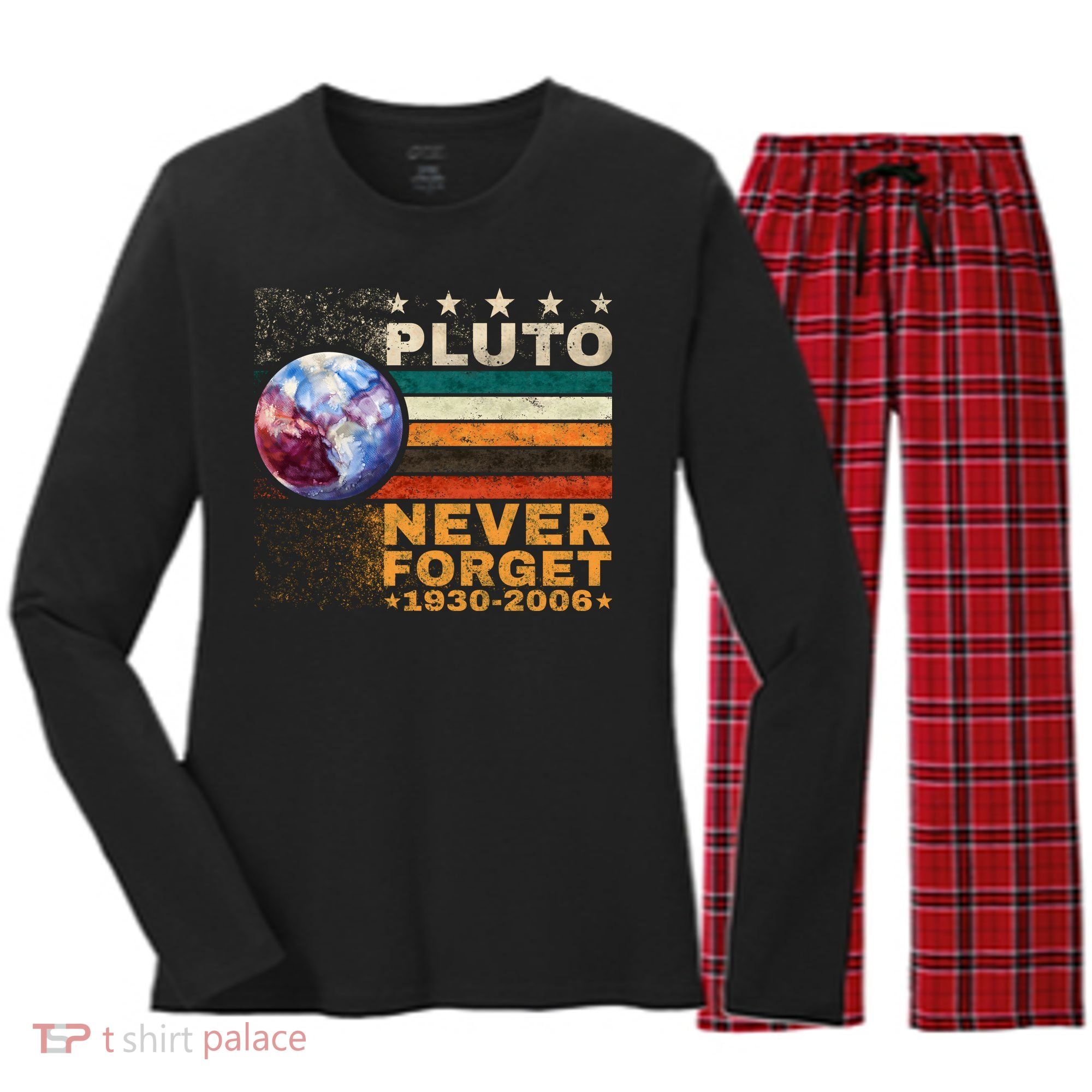 PLUTO NEVER FORGET Women's Long Sleeve Flannel Pajama Set 