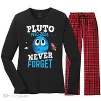 Pluto Never Forge Astronomy Science Space Geek Women's Long Sleeve Flannel Pajama Set  thumb 0