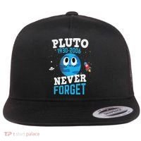 Pluto Never Forge Astronomy Science Space Geek Flat Bill Trucker Hat thumb 0
