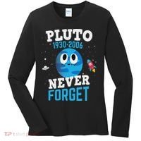 Pluto Never Forge Astronomy Science Space Geek Women's Long Sleeve Shirt thumb 0