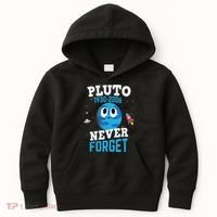 Pluto Never Forge Astronomy Science Space Geek Kids Hoodie thumb 0