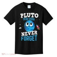 Pluto Never Forge Astronomy Science Space Geek Kids T-Shirt thumb 0