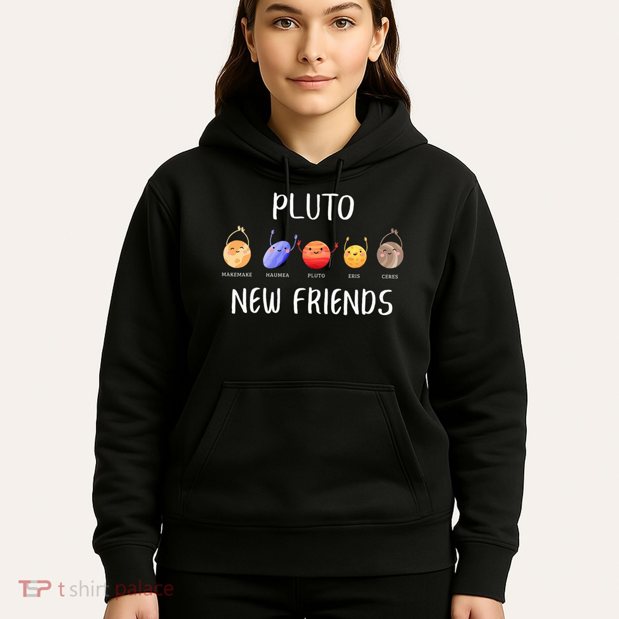 Pluto New Friends Dwarf Planets Funny Astronomy Science Hoodie