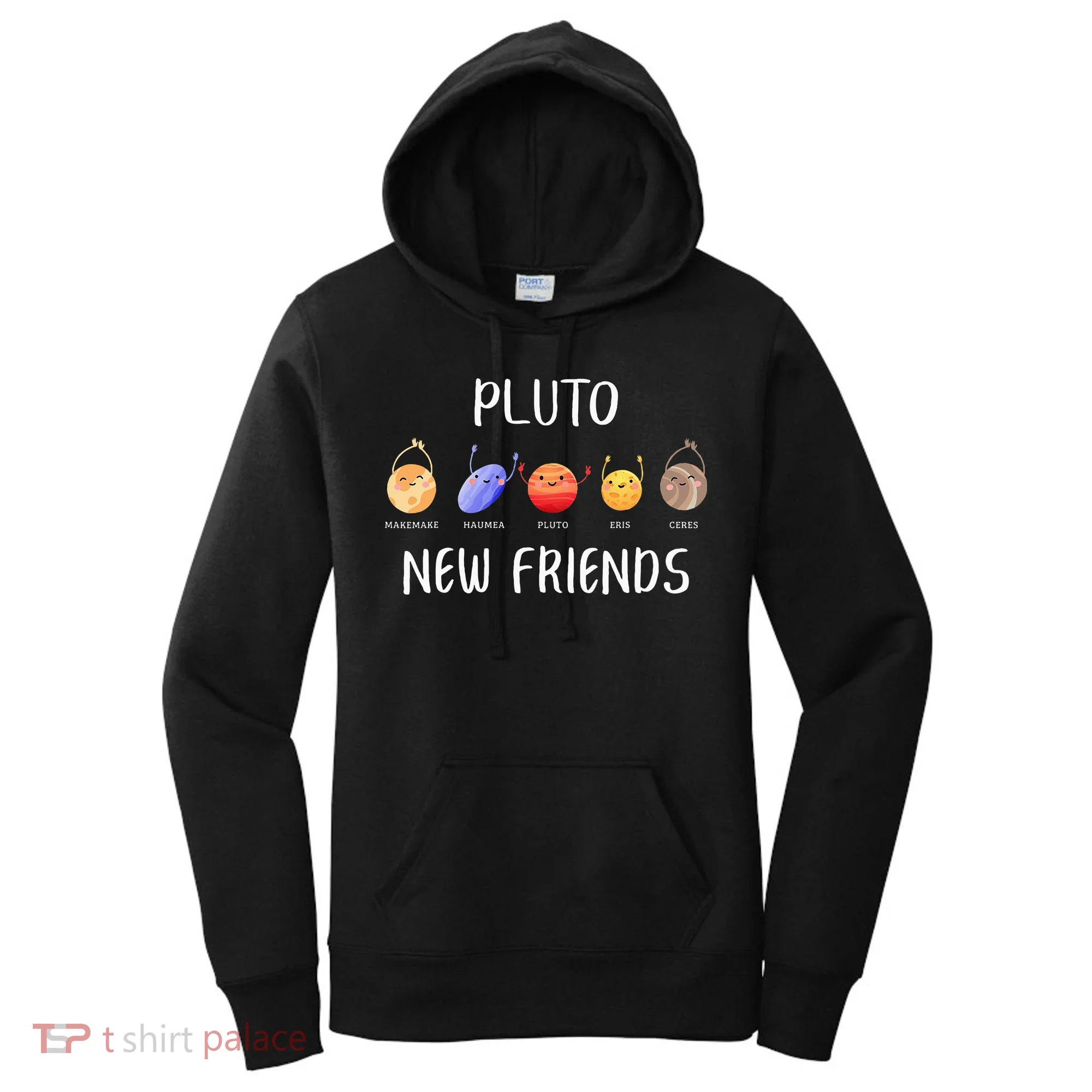 Pluto New Friends Dwarf Planets Funny Astronomy Science Women's Hoodie