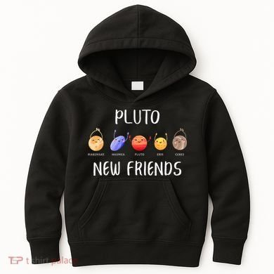 Pluto New Friends Dwarf Planets Funny Astronomy Science Kids Hoodie