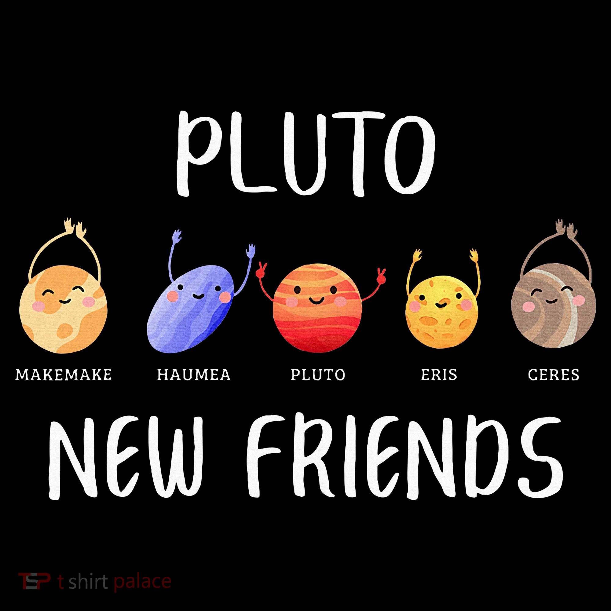 Pluto New Friends Dwarf Planets Funny Astronomy Science Kids Long Sleeve Shirt