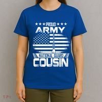 Proud National Guard Veteran Cousin With Us Flag Patrioitc Gift T-Shirt thumb 4