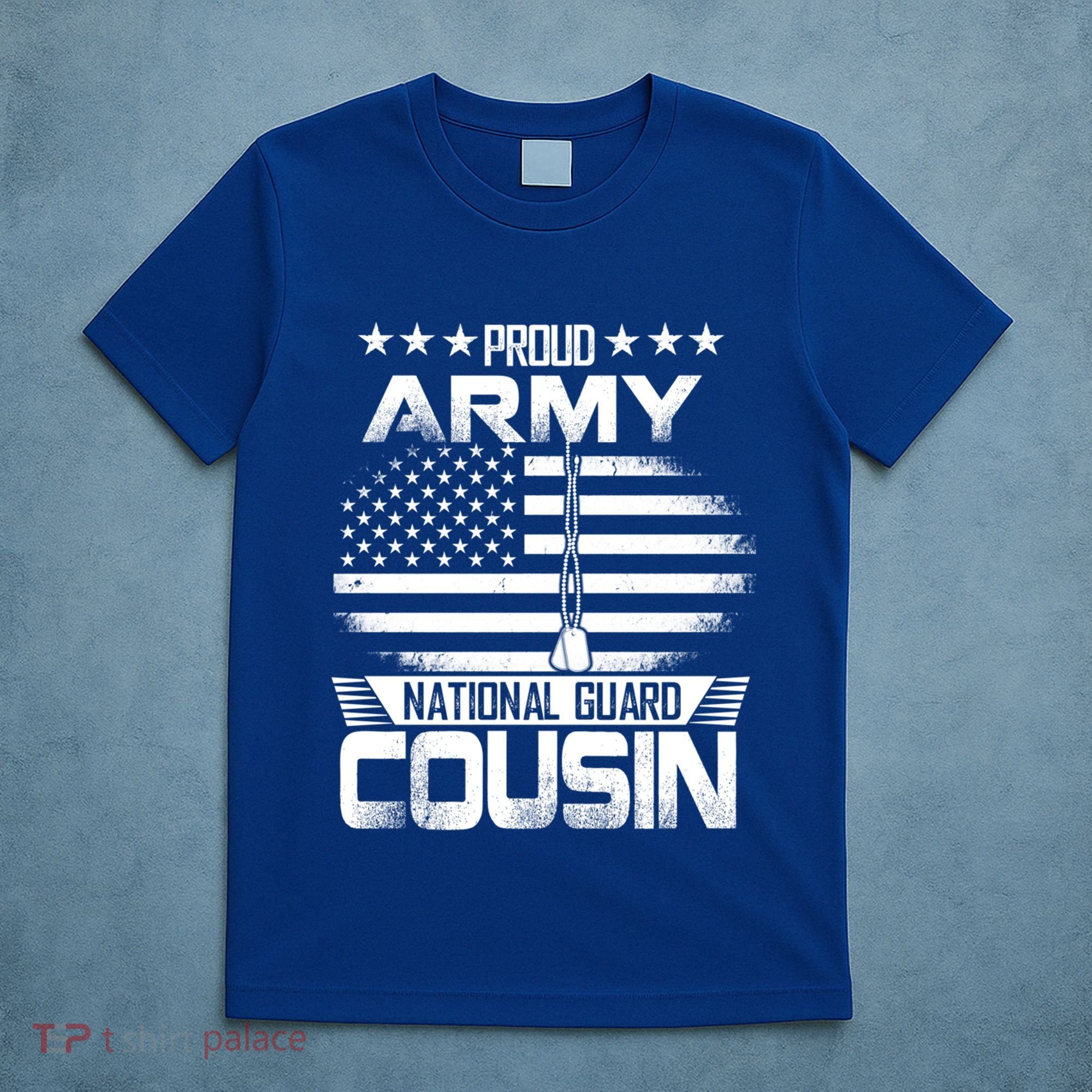 Proud National Guard Veteran Cousin With Us Flag Patrioitc Gift T-Shirt