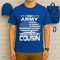 Proud National Guard Veteran Cousin With Us Flag Patrioitc Gift T-Shirt thumb 6