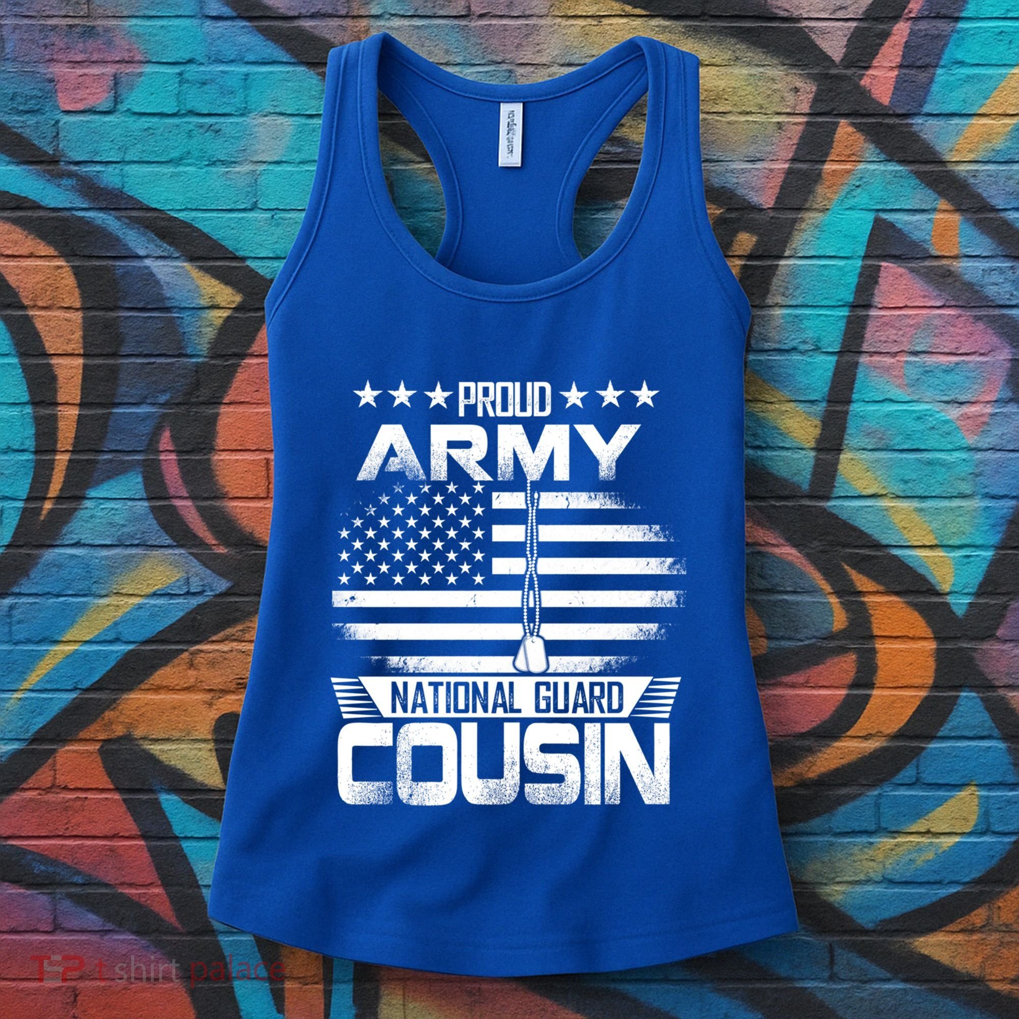 Proud National Guard Veteran Cousin With Us Flag Patrioitc Gift Women's Tank Top