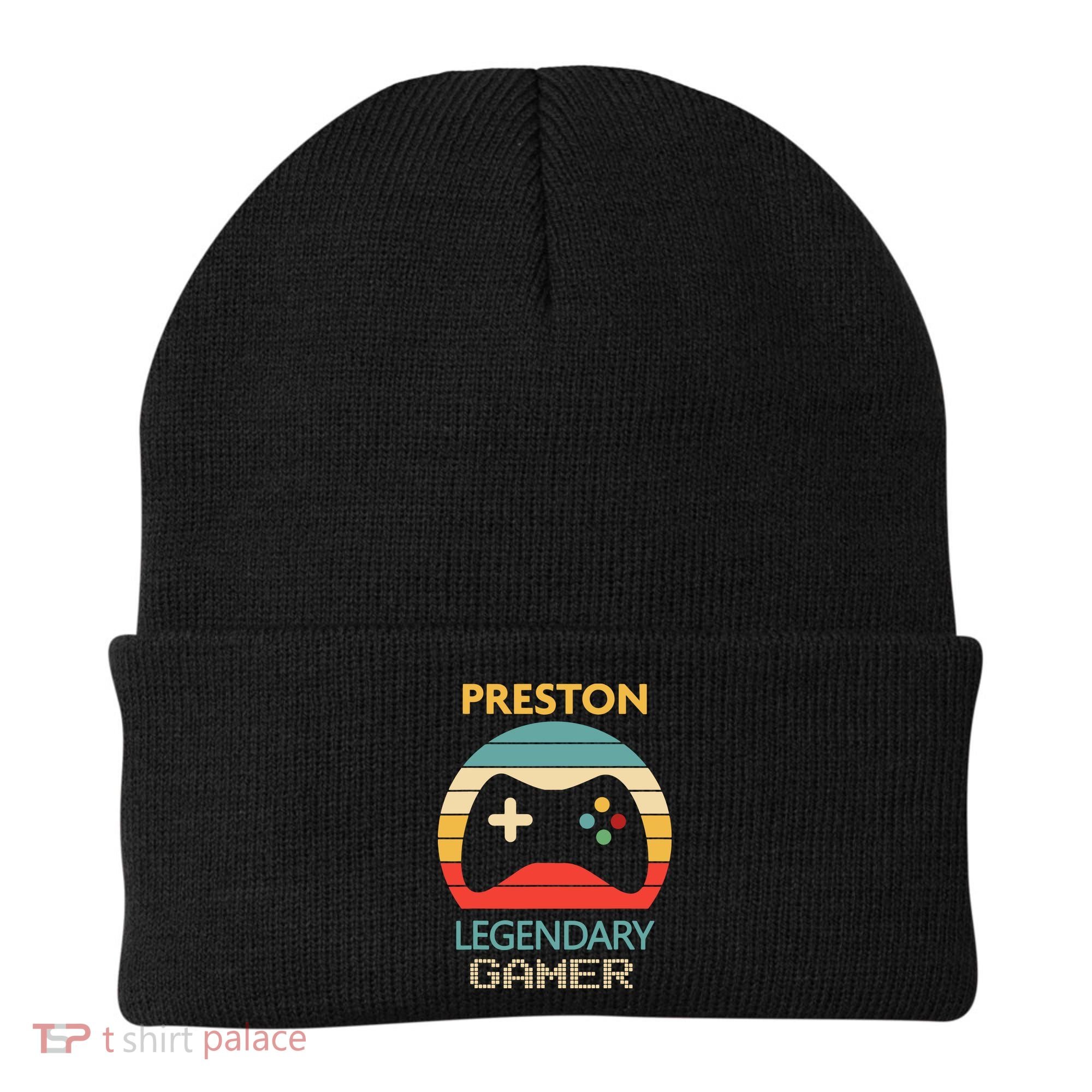 Preston Name Gift Personalized Legendary Gamer Beanie