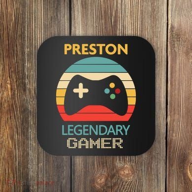 Preston Name Gift Personalized Legendary Gamer Coaster