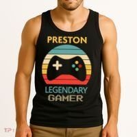 Preston Name Gift Personalized Legendary Gamer Tank Top thumb 3