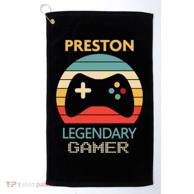 Preston Name Gift Personalized Legendary Gamer Golf Towel