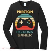 Preston Name Gift Personalized Legendary Gamer Women's Long Sleeve Shirt thumb 0