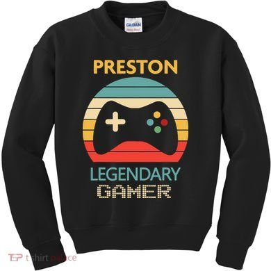 Preston Name Gift Personalized Legendary Gamer Kids Sweatshirt