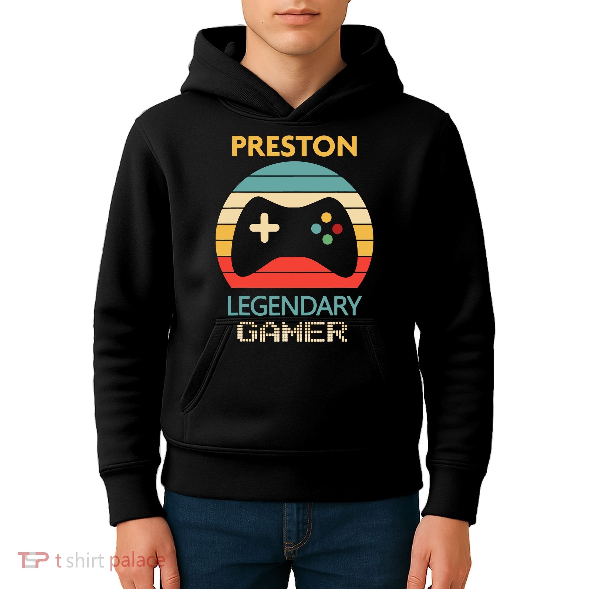 Preston Name Gift Personalized Legendary Gamer Kids Hoodie