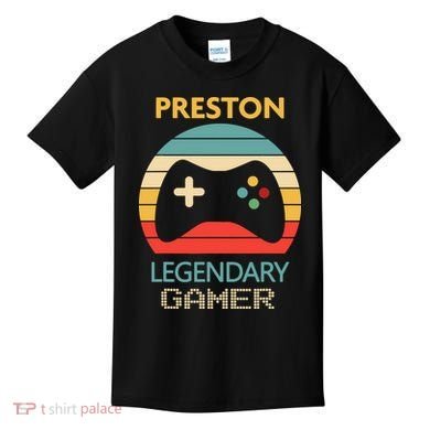 Preston Name Gift Personalized Legendary Gamer Kids T-Shirt