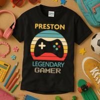 Preston Name Gift Personalized Legendary Gamer Kids T-Shirt thumb 3