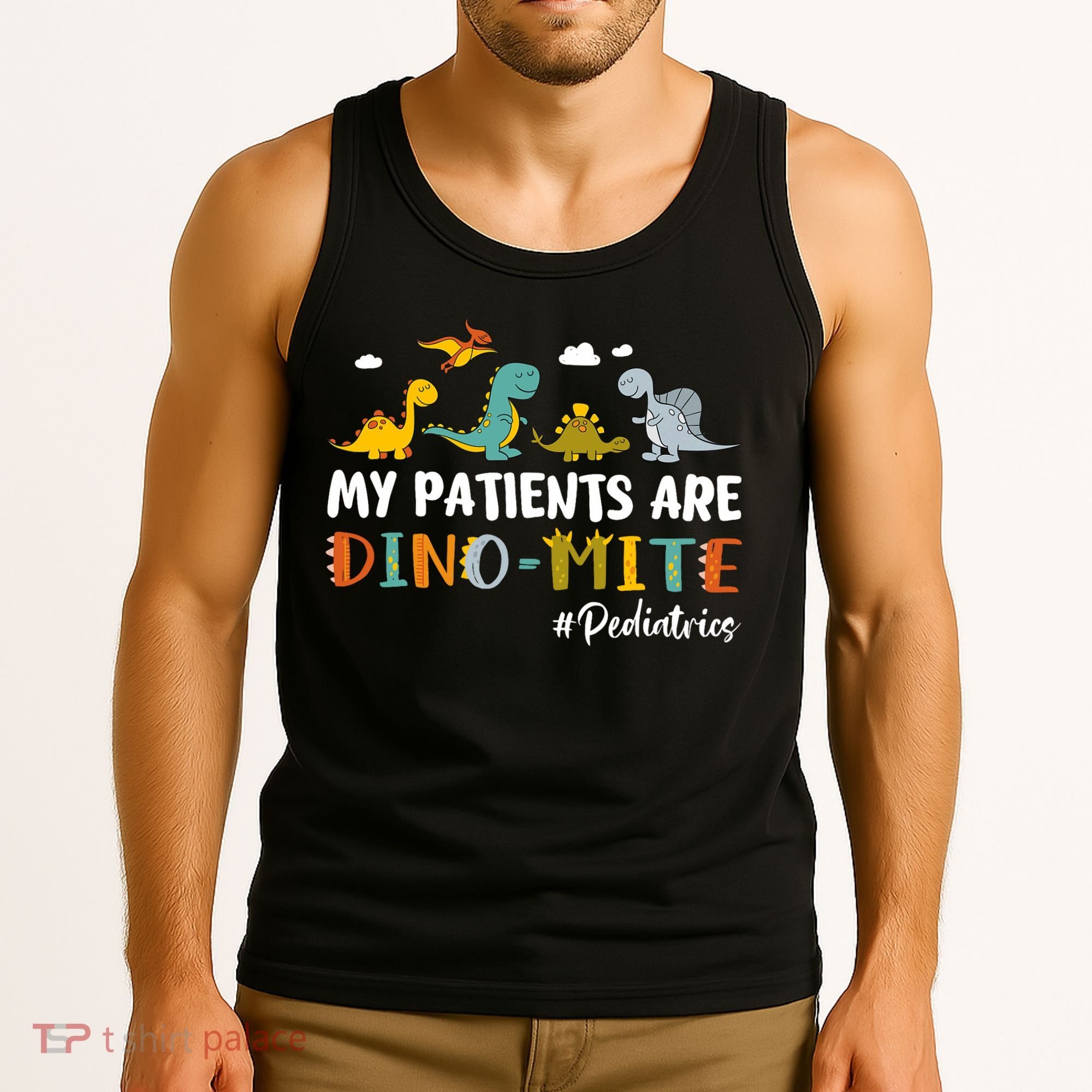 Pediatric Nurse My Patients Are Dino-Mite Dinosaur  Tank Top