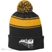Piano Notes Musical Stripe Pom Pom Beanie thumb 0