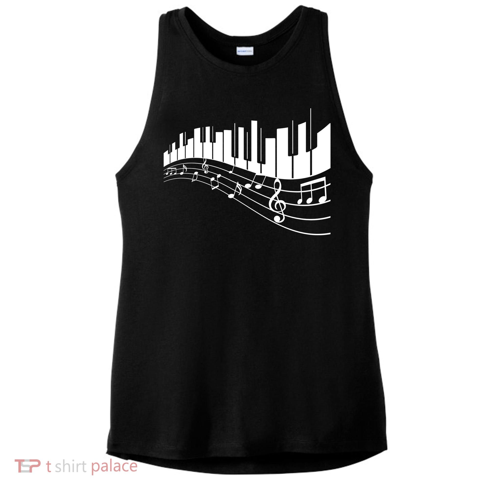 Piano Notes Musical Ladies PosiCharge Tri-Blend Wicking Tank