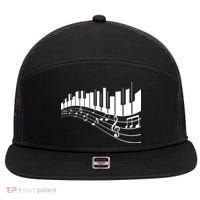 Piano Notes Musical 7 Panel Mesh Trucker Snapback Hat thumb 0